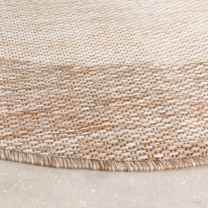 Rond In- & Outdoor vloerkleed - Sierra Border Beige/Creme - 5