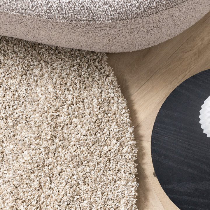 Rond hoogpolig vloerkleed - Yves Beige - 2
