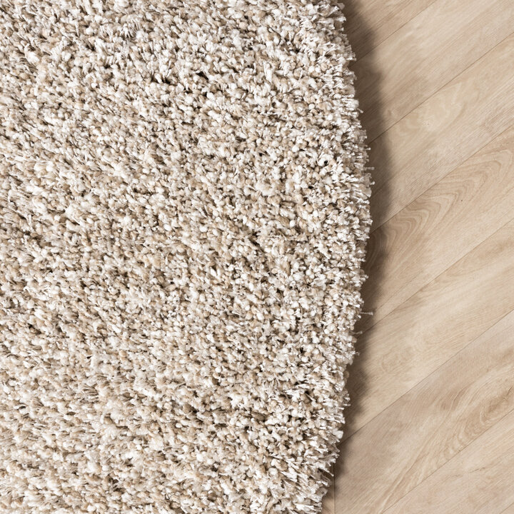 Rond hoogpolig vloerkleed - Yves Beige - 4