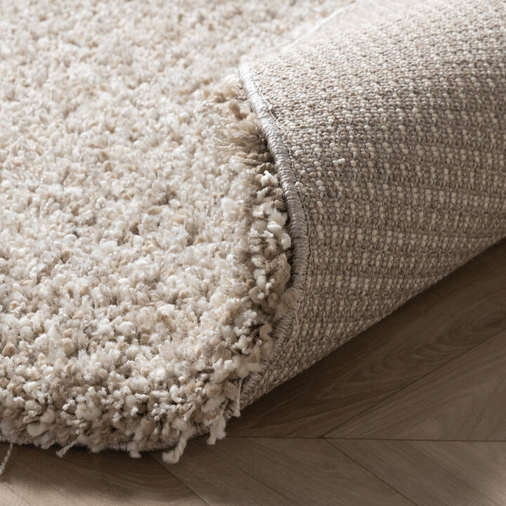 Rond hoogpolig vloerkleed - Yves Beige - 6