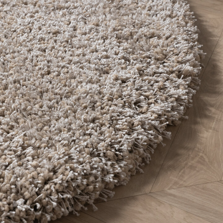 Rond hoogpolig vloerkleed - Yves Taupe - 5