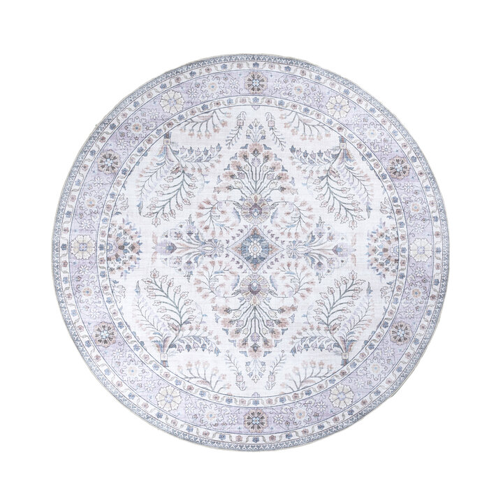 Rond vintage buitenkleed - Santo Flora Wit  - 1