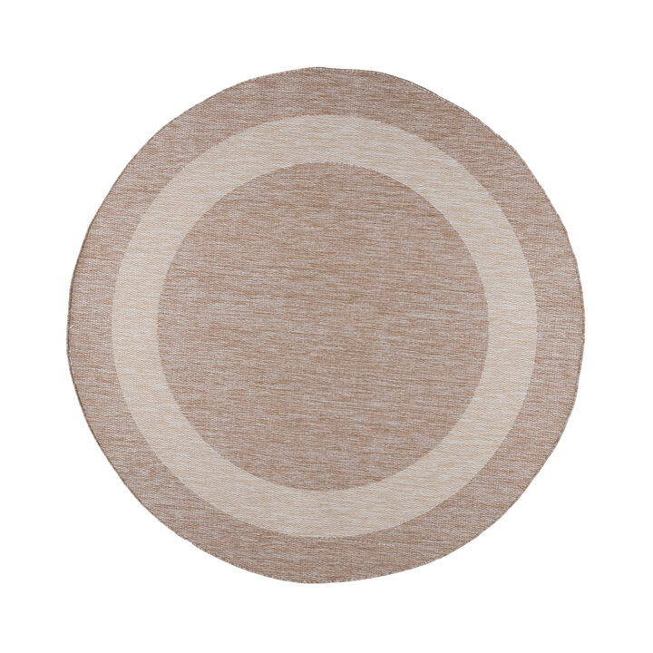 Rond In- & Outdoor vloerkleed - Sierra Border Beige/Creme - 1