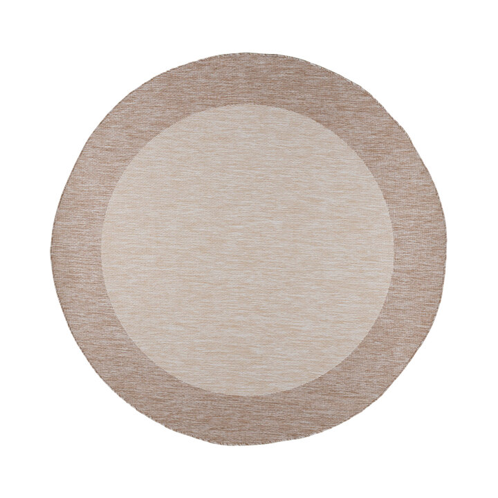 Rond In- & Outdoor vloerkleed - Sierra Border Creme/Beige - 1