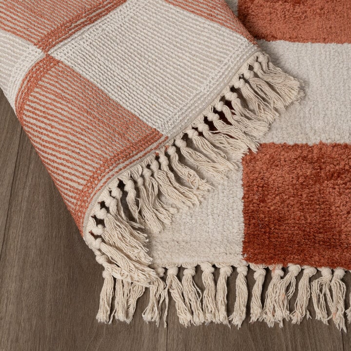 Checkerboard vloerkleed - Blox Fringe Terra - 6