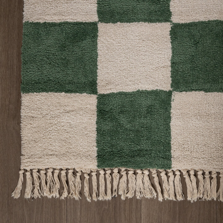 Checkerboard vloerkleed - Blox Fringe Groen - 4