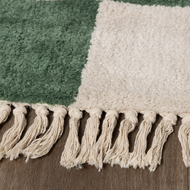 Checkerboard vloerkleed - Blox Fringe Groen - 5