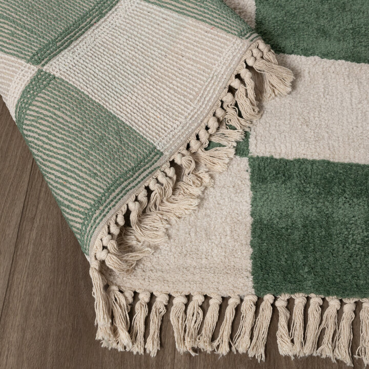 Checkerboard vloerkleed - Blox Fringe Groen - 6