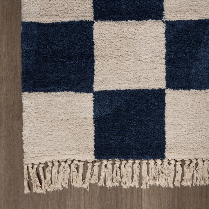 Checkerboard vloerkleed - Blox Fringe Blauw - 4