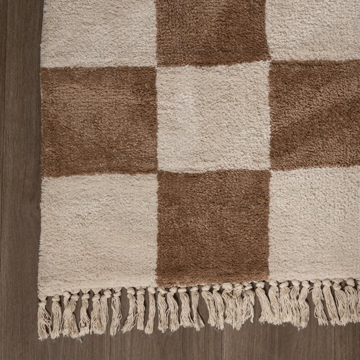 Checkerboard vloerkleed - Blox Fringe Beige - 4