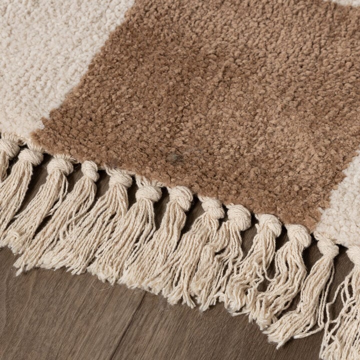 Checkerboard vloerkleed - Blox Fringe Beige - 5