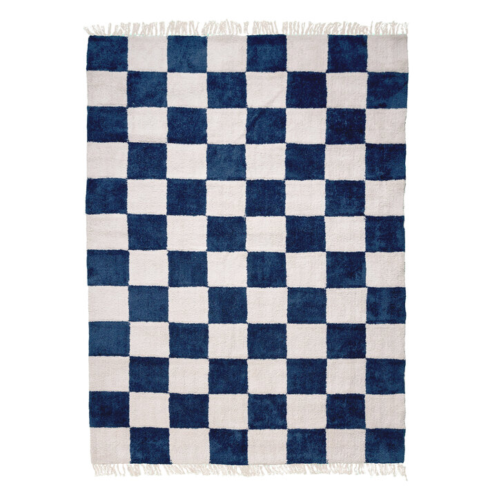 Checkerboard vloerkleed - Blox Fringe Blauw - 1
