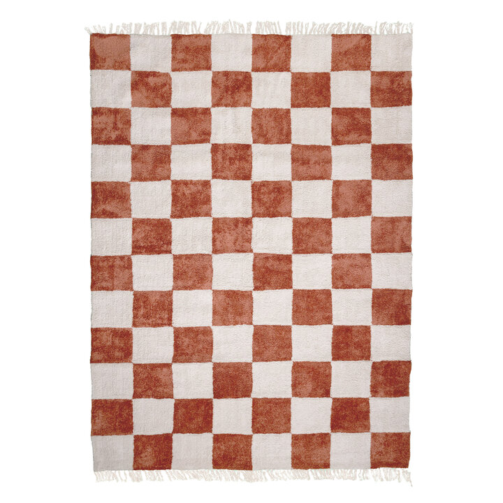 Checkerboard vloerkleed - Blox Fringe Terra - 1