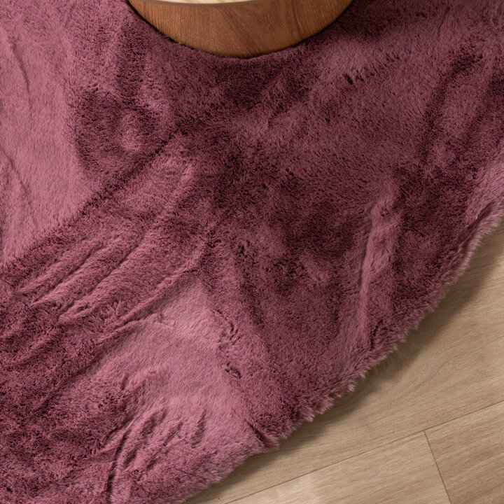 Rond Hoogpolig vloerkleed - Comfy Supreme Donkerroze - 4