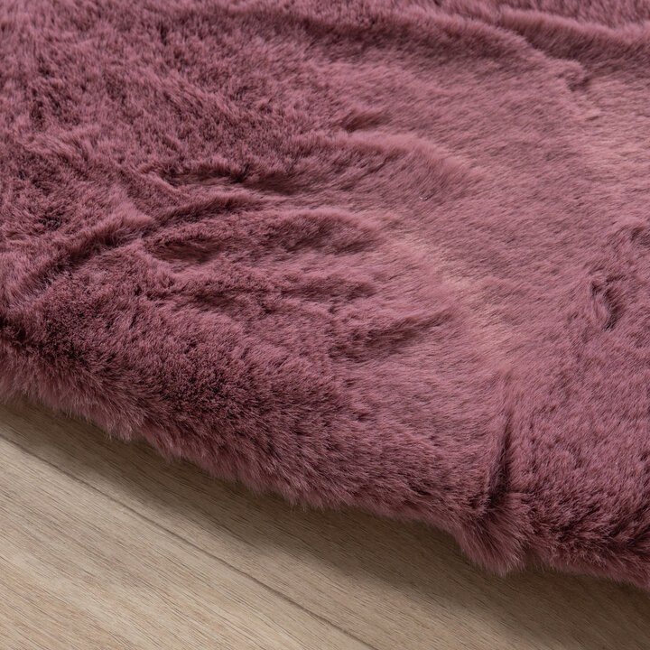 Rond Hoogpolig vloerkleed - Comfy Supreme Donkerroze - 5