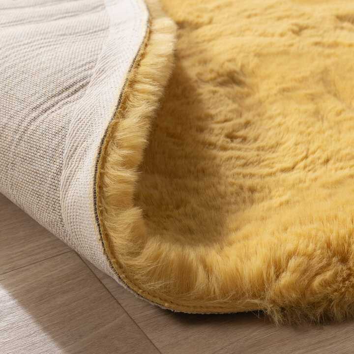 Rond Hoogpolig vloerkleed - Comfy Supreme Geel - 6