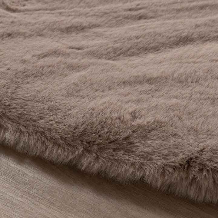 Rond Hoogpolig vloerkleed - Comfy Supreme Taupe - 5