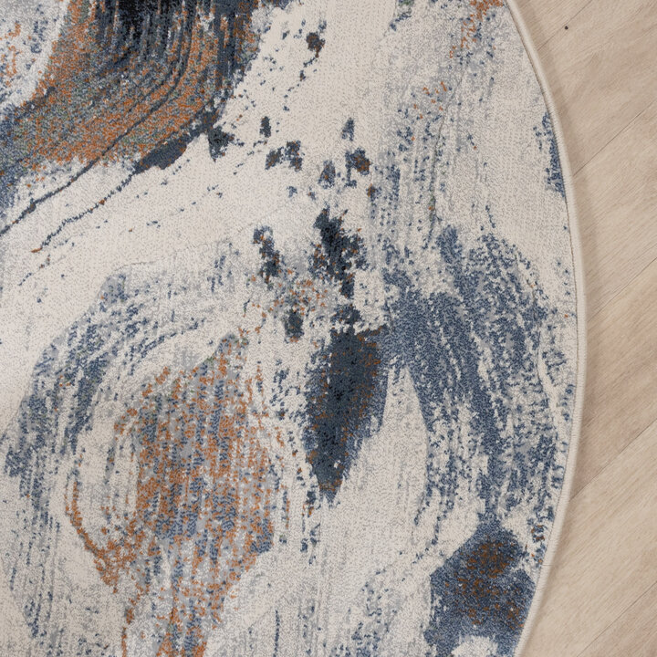 Rond abstract vloerkleed - Xavier Wave Blauw/Grijs - 4
