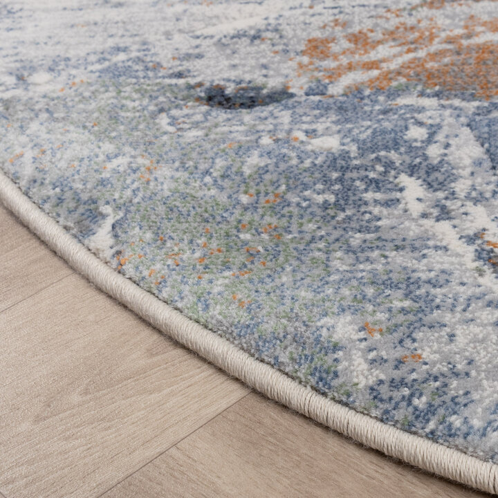 Rond abstract vloerkleed - Xavier Wave Blauw/Grijs - 5