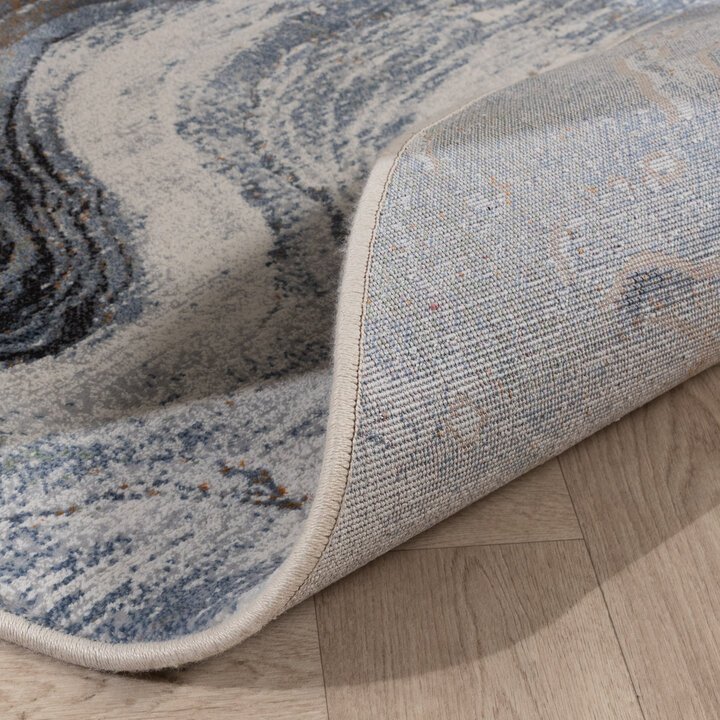Rond abstract vloerkleed - Xavier Wave Blauw/Grijs - 6