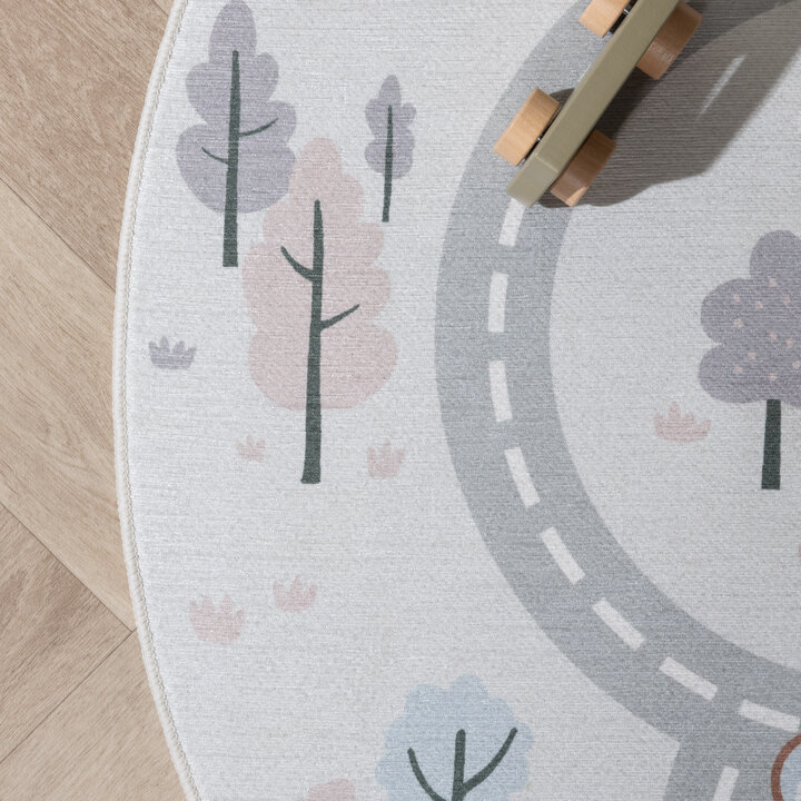 Rond speelkleed auto - Rocky Ride Wit - 4