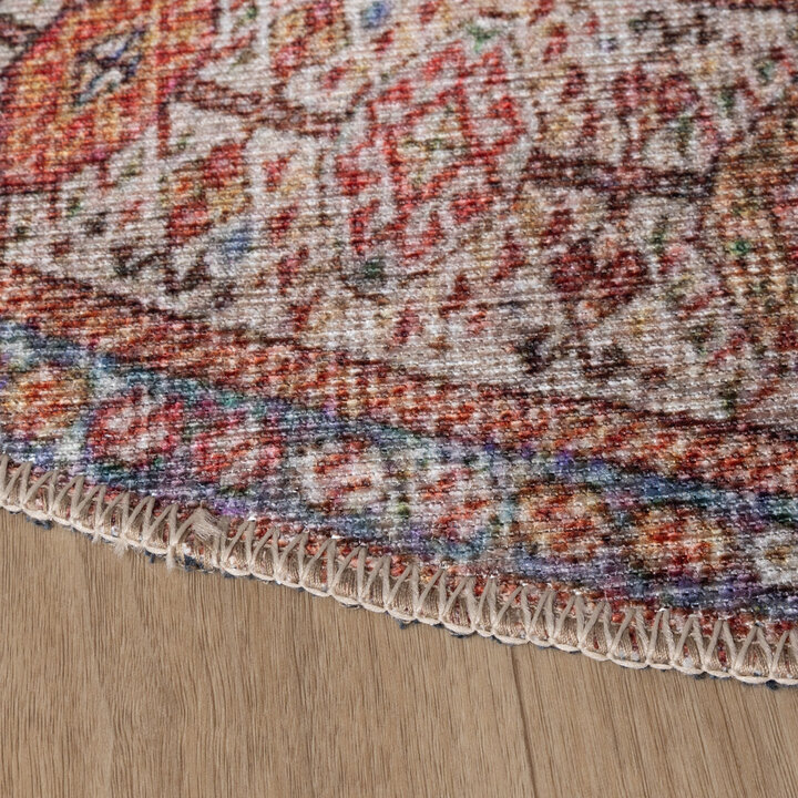 Rond vintage tapijt - Liva Herati Blauw - 5