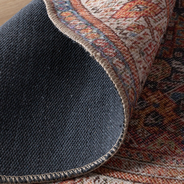 Rond vintage tapijt - Liva Herati Blauw - 6
