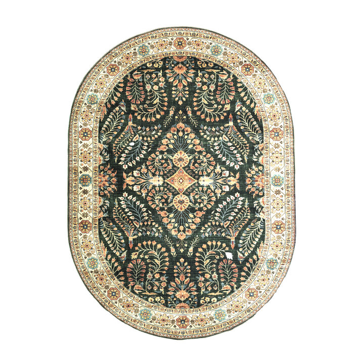 Ovaal vintage buitenkleed - Santo Flora Donkergroen - 1