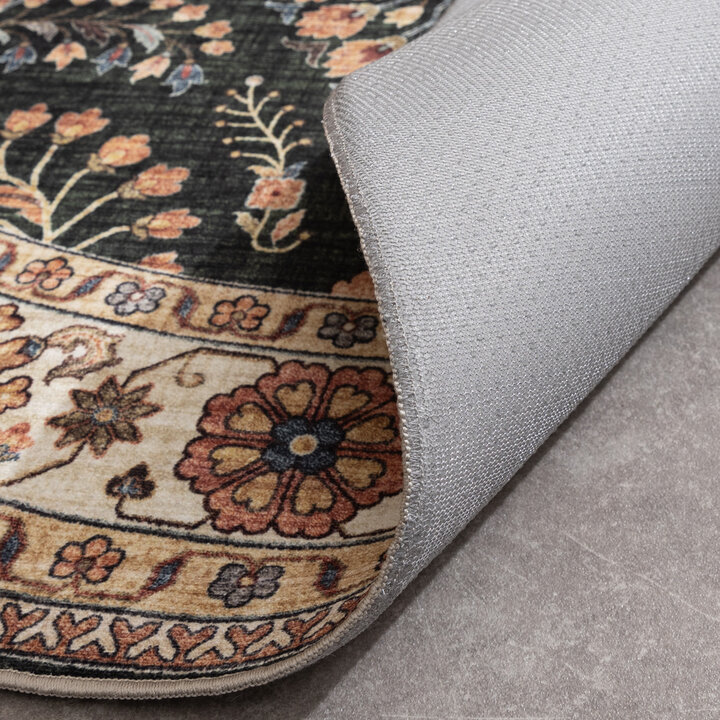 Rond vintage buitenkleed - Santo Flora Donkergroen  - 6