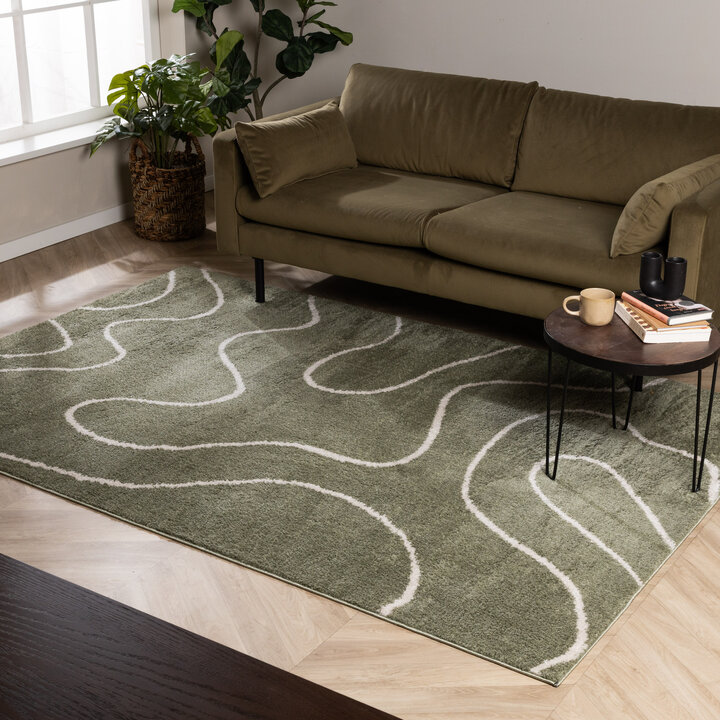 Wasbaar vloerkleed - Myrre Swirl Groen