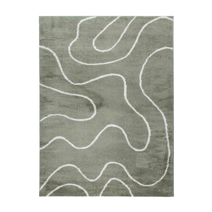 Wasbaar vloerkleed - Myrre Swirl Groen - 1