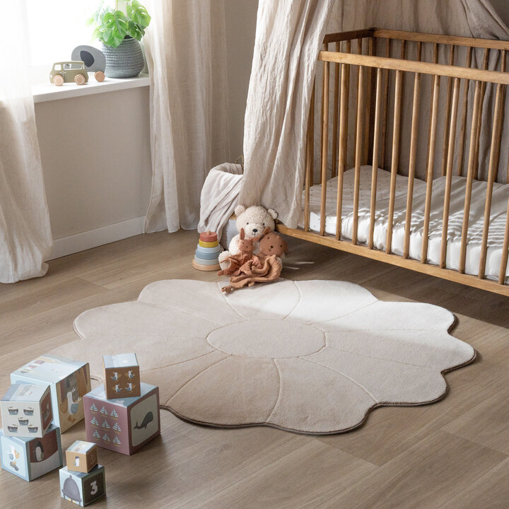 Kindervloerkleed Rond - Coco Bloem Beige