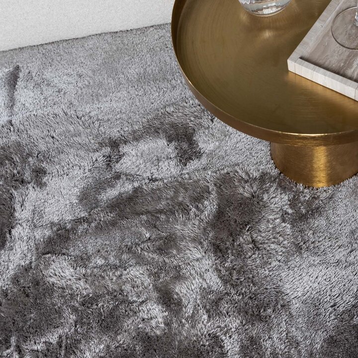 Wasbaar fluffy vloerkleed - Shimmer Grijs - 2
