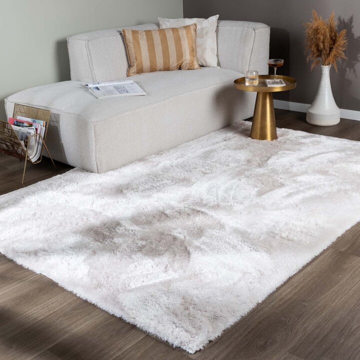 Wasbaar fluffy vloerkleed - Shimmer Creme