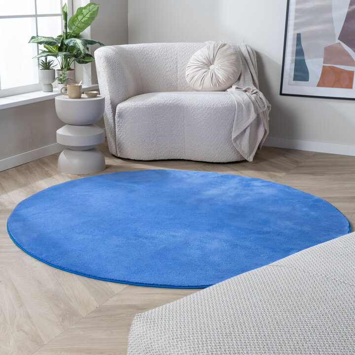 Rond wasbaar vloerkleed - Vivid Blauw 