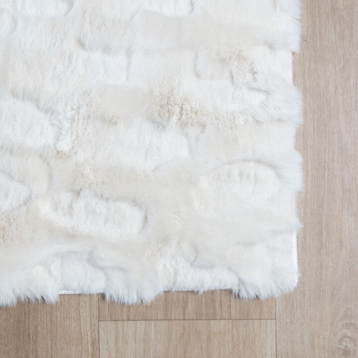Fluffy vloerkleed 3D - Moon Wit - 4