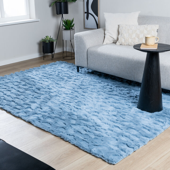Fluffy vloerkleed 3D - Moon Blauw