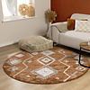 Rond Berber vloerkleed - Blend Aztec Roestbruin - thumbnail