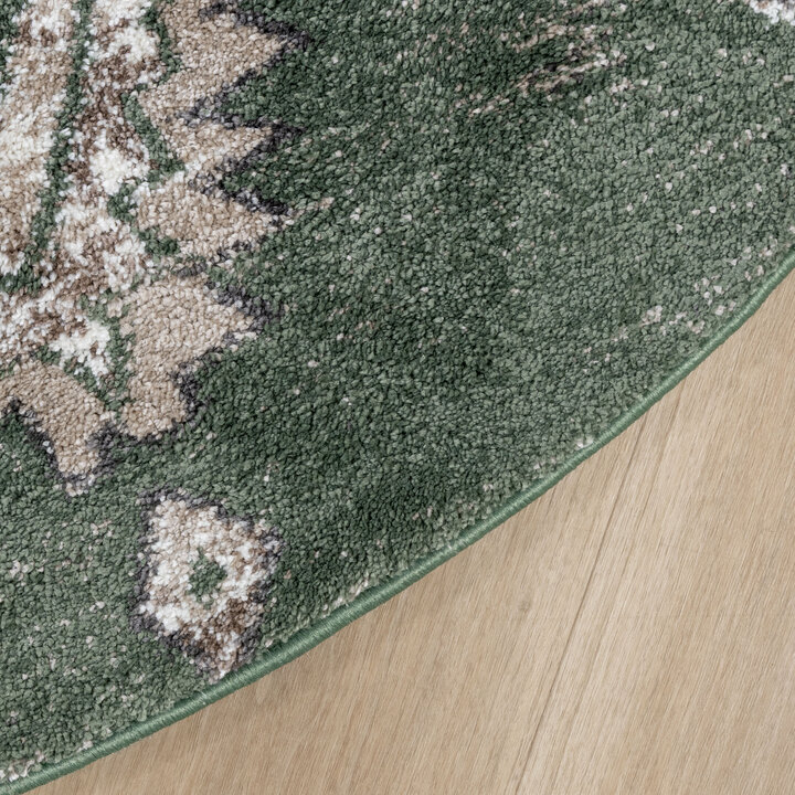 Rond Berber vloerkleed - Blend Aztec Groen - 4