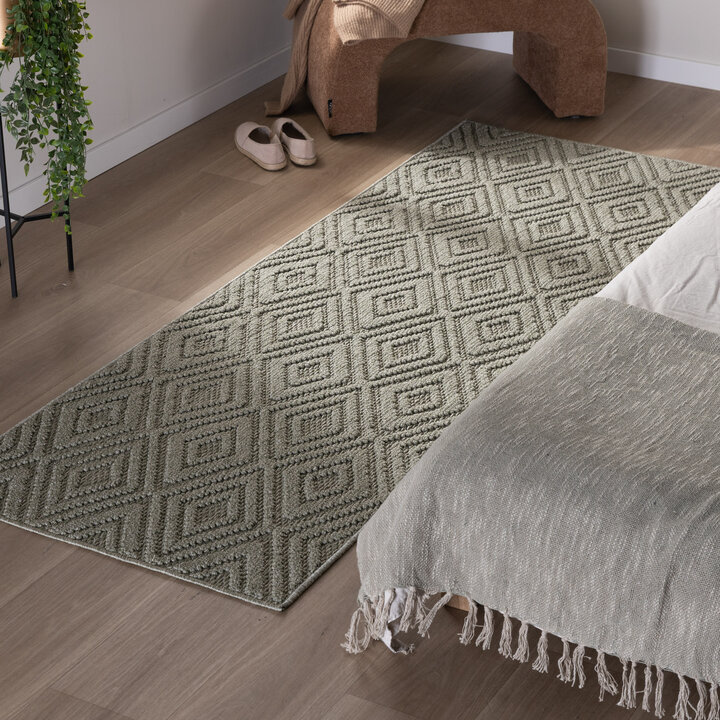 Loper vloerkleed - Hidde 3D Diamond Groen