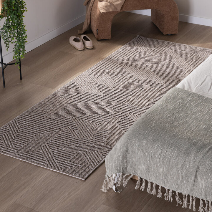 Loper vloerkleed - Hidde 3D Maze Taupe 