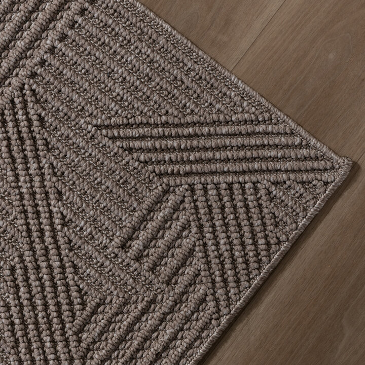 Loper vloerkleed - Hidde 3D Maze Taupe  - 2
