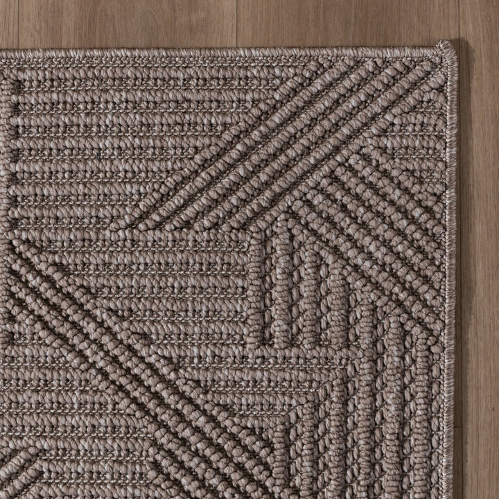 Loper vloerkleed - Hidde 3D Maze Taupe  - 4