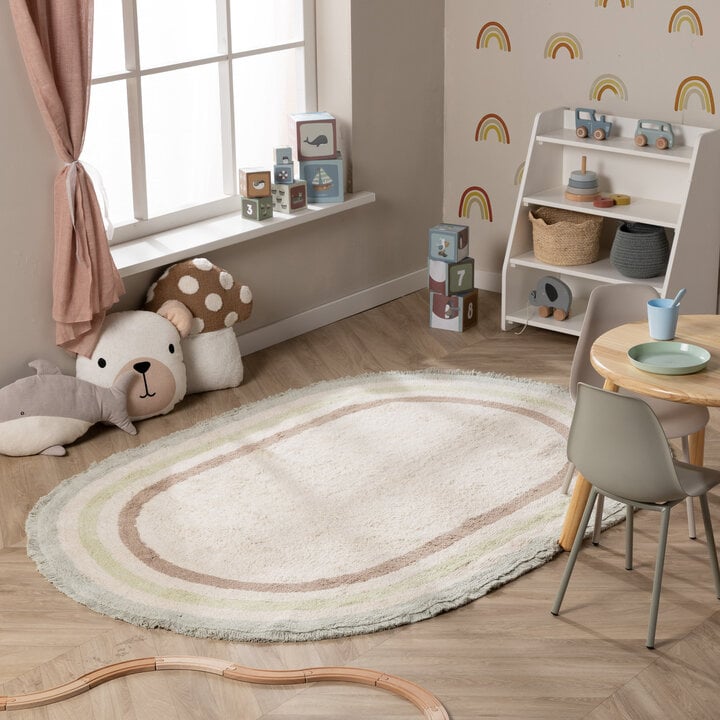 Ovaal wasbaar kindervloerkleed - Milo Groen