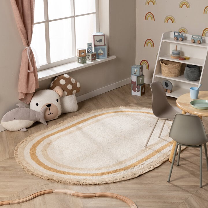 Ovaal wasbaar kindervloerkleed - Milo Beige