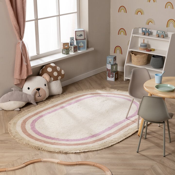 Ovaal wasbaar kindervloerkleed - Milo Roze