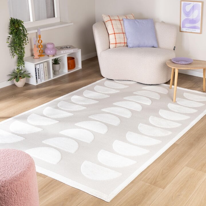 Japandi vloerkleed - Everly 3D Eclipse Wit