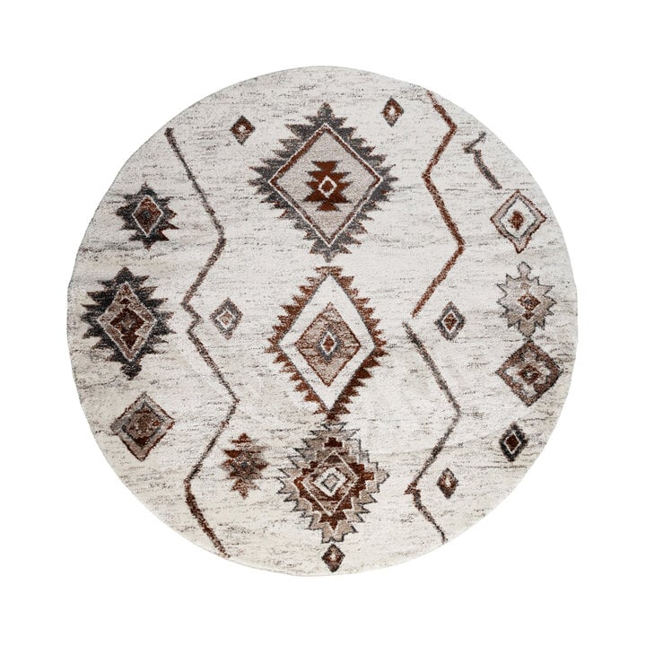 Rond hoogpolig vloerkleed - Blend Aztec Terra - 1