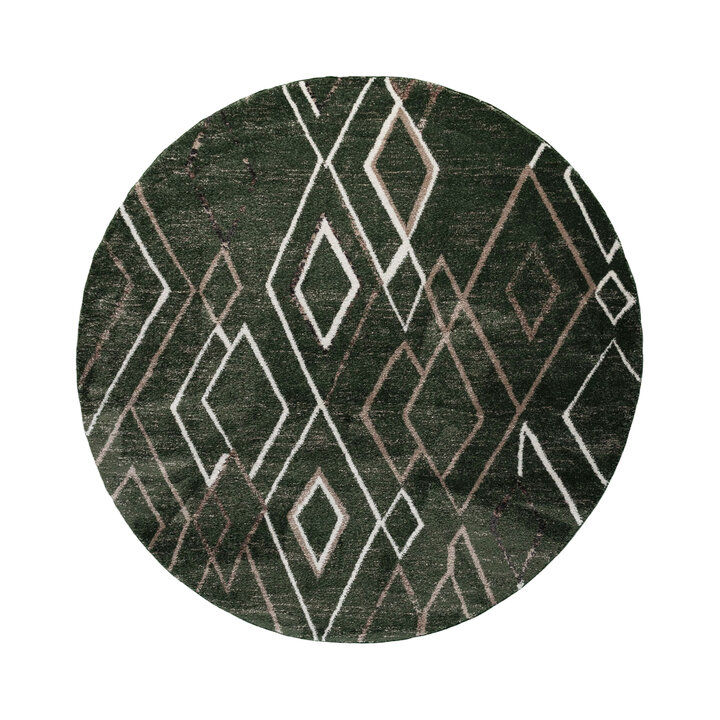 Rond Berber vloerkleed - Blend Diamond Groen - 1