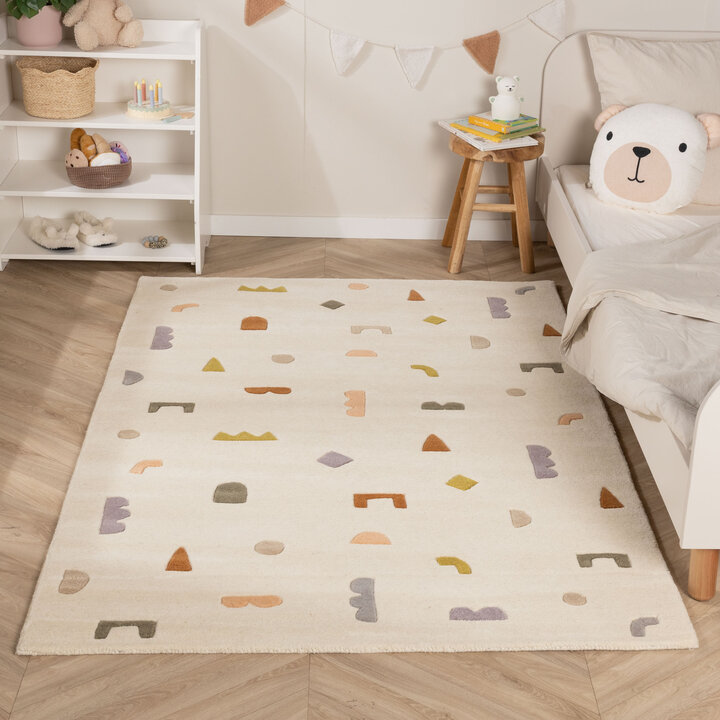 Vloerkleed kinderkamer – Lux Geo Creme/Multicolor